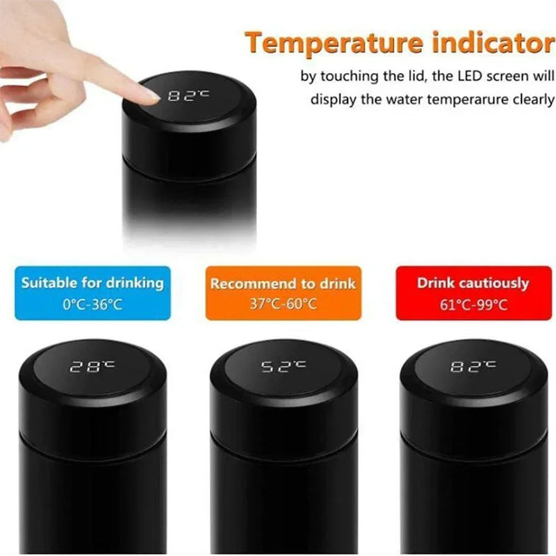 Garrafa Térmica de Aço Inoxidável com sensor de temperatura